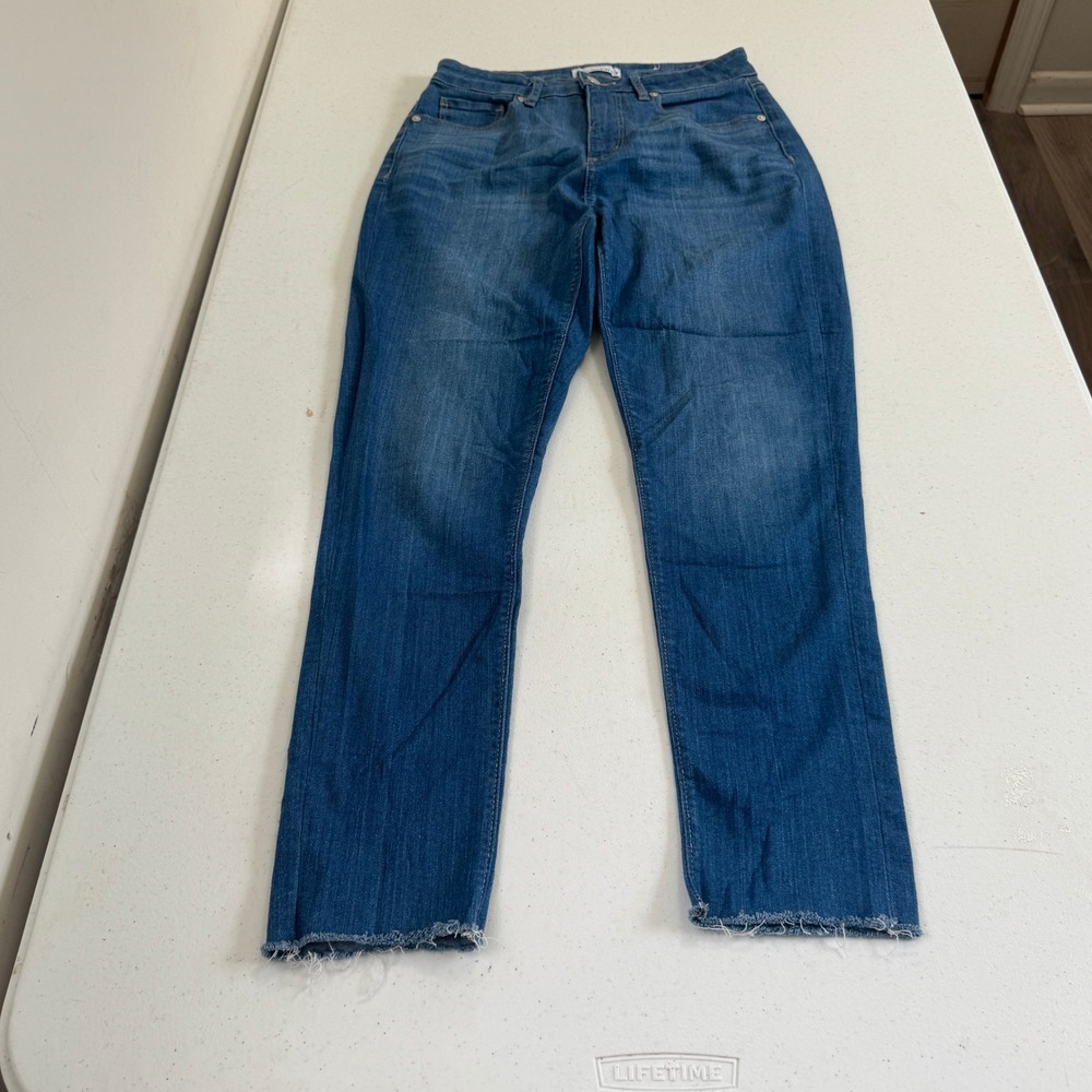LOFT The‎ Skinny Jeans Womens 26/2 Medium Wash Blue Raw Hem Denim Pants